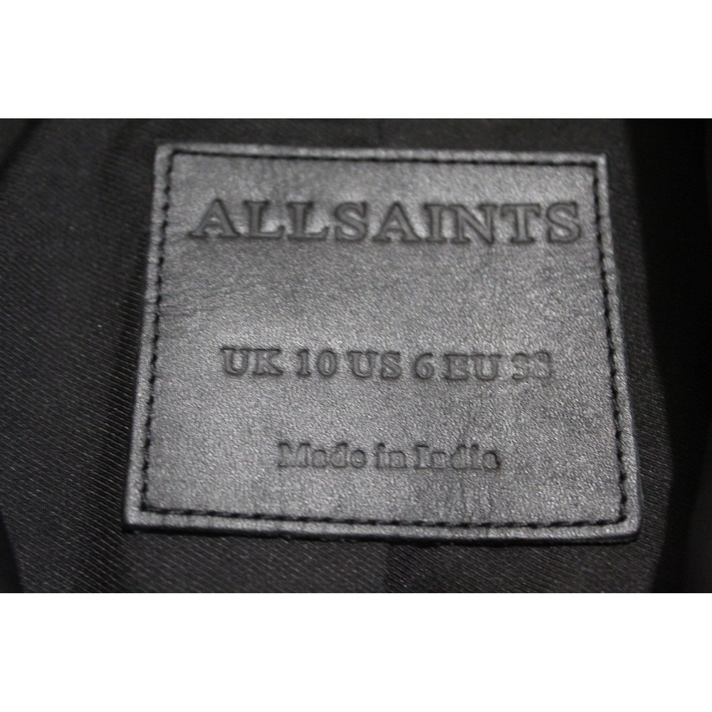 All Saints women lambskin leather moto jacket size 6 black Dalby slim fit biker - Picture 5 of 9